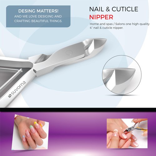 Suvorna Professional Nail Kit Manicure Tools 5pcs with Nail Cuticle Trimmer, Nail Filer, Cuticle Pusher, Nail Clipper, Tweezer, Cuticle Scissors, Nail Care Kit Women & Mens Nail Grooming Kit Nail Tool