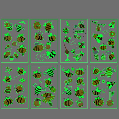 Glow In The Dark Bee Temporary Tattoos,24 Sheets, Bumble Bee Birthday Decorations Party Favors