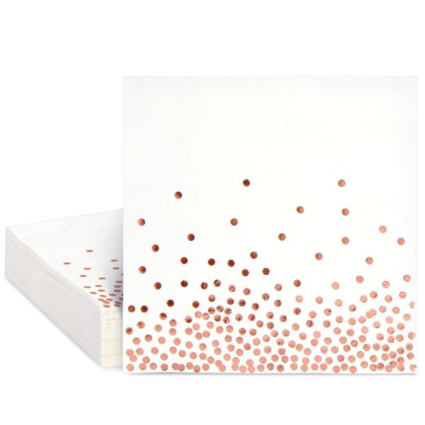 Juvale 50 Pack Rose Gold Party Napkins - Disposable Dinner Napkins for Wedding, Baby Shower, Birthday Party (6.5x6.5 In)