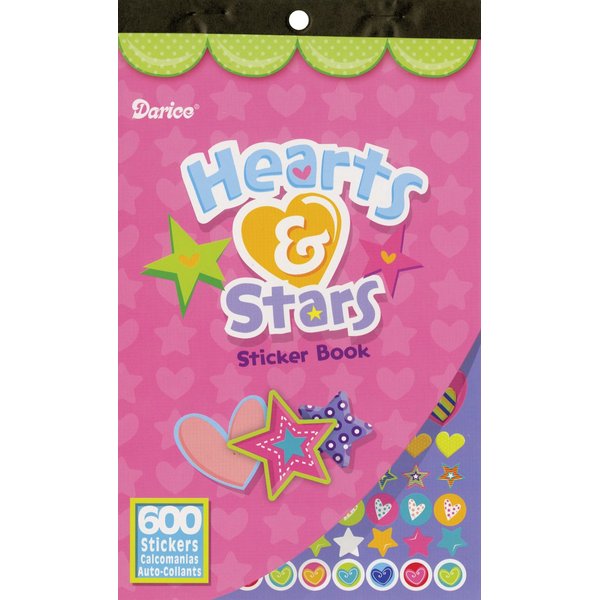 Sticker Book 9-1/2"X6"-Hearts & Stars-600 Stickers