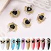 editTime Metal Alloy Nail Charms Rhinestones Kit 3D Gold Silver Stars Butterfly Heart Rose Flower Nail Gems Shiny Crystal Rhinestones Diamonds Jewelry (black-30)