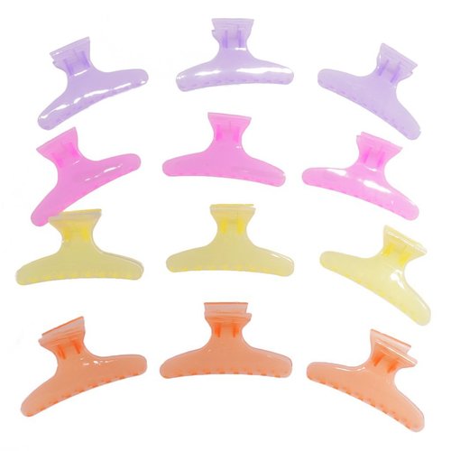 12 Pieces Plastic Hair Claw Clips Butterfly Hairdresser Clamp fit for Salon Hair Color Perm