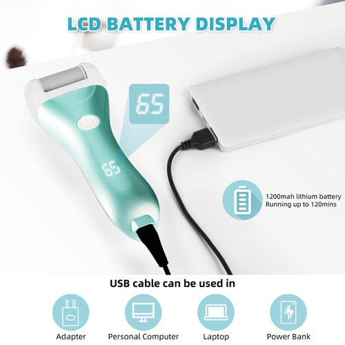 Callus Remover for Feet, Nicebirdie Electric Foot File Callus Removers Rechargeable Waterproof Pedicure Tools Foot Scrubber Shaver Feet Care Tool for Cracked Heels Dead Skin （Blue）