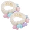Beaupretty 2pcs Plush Spa Headband Cute Heart Coral Fleece Makeup Headband Soft Elastic Head Wrap Cosmetic Bow Hair Bands Women Facial Hair Scrunchies for Shower (White)