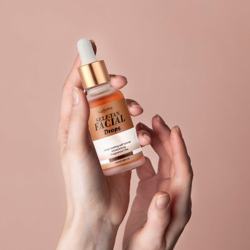 Luxfume Face Tanning Drops Gradual Tan,Anti-Aging,Glow Drops for Face Self Tanning Provides an Even,Customizable Glow,1.08 Fl Oz