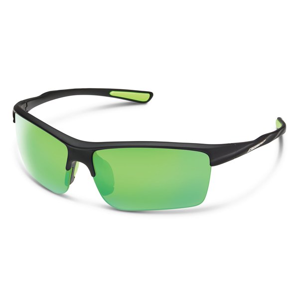 Suncloud Sable – Polarized Sunglasses – for Men & Women - Matte Black + Polarized Green Mirror Lens