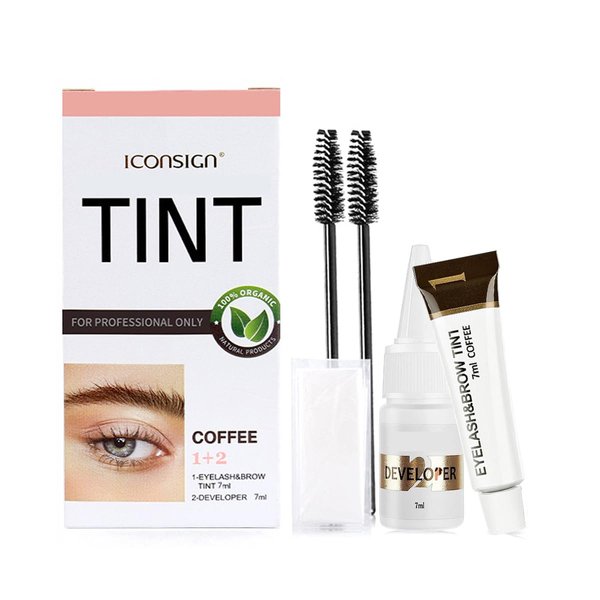 MXNSLWA Instant Lash & Brow Set, Natural Bushy Eyebrow Makeup Kit, Long Lasting Spot coloring 100% Gray Converge DIY Hair Dying for Salon Home Use 7ml (Coffee)