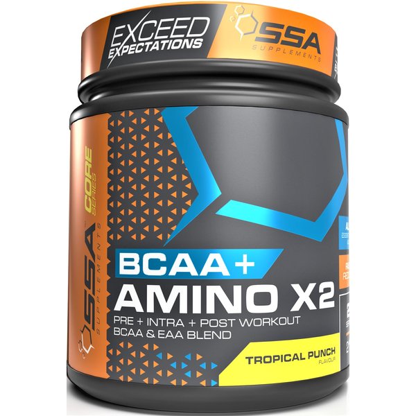 BCAA + EAA Amino Acid Complex with Glutamine for Faster Pre & Post Workout Recovery, Increase in Lean Muscle Mass | Tropical Punch Flavored Keto Friendly Amino Powder for Men and Women | 210g