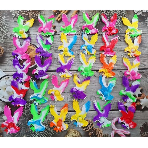 30 Packs Eagle Fly Mini Pop Bubble Fidget Keychain Decor for Party Favors, Goodie Bag Stuffers Christmas Valentine Gifts, Classroom Student Prize
