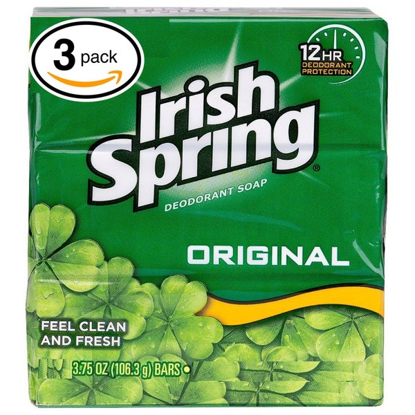 (PACK OF 3 BARS) Irish Spring ORIGINAL SCENT Bar Soap for Men& Women. 12-HOUR ODOR / DEODORANT PROTECTION! For Healthy Feeling Skin. Great for Hands, Face & Body! (3 Bars, 3.75oz Each Bar)