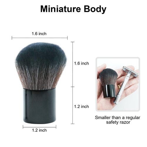 Portable Mini Shaving Brush with PU Pouch - Easy Carry Mini Brush for Frequent Travelers - Durable Synthetic Fibers, Anti-rust Aluminum Handle, Handy Mini Pouch, Fast and Rich Lathering