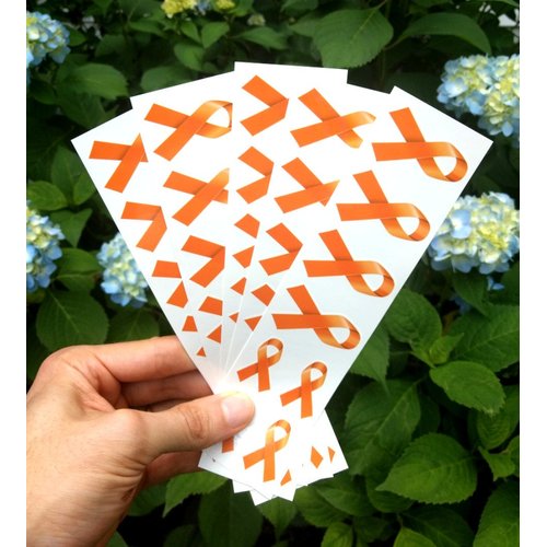 40 Orange Ribbon Temporary Tattoos: Multiple Sclerosis, Lupus, Leukemia Awareness Tattoo