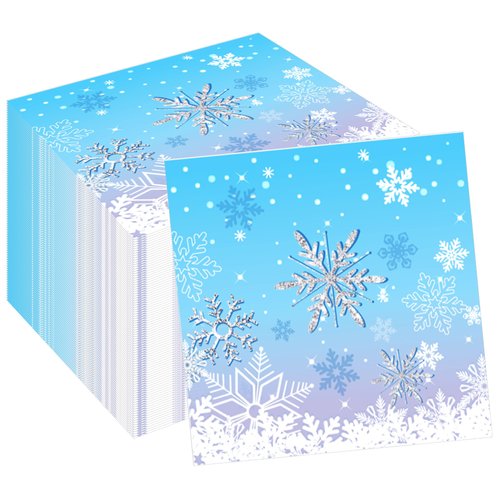40Pcs Snowflake Paper Napkins Snowflake Winter Wonderland Theme Party Paper Napkins Disposable Snowflakes Party Napkins Set Snowflake Paper Luncheon Napkins Snowflake Winter Wonderland Theme
