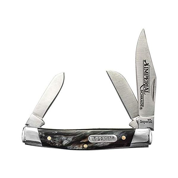 Schrade Imperial IMP16S Stockman 5.9in Stainless Steel Traditional Folding Knife with 2.5in Clip Point, Sheepsfoot and Spey Blade and POM Handle for Outdoor Hunting Camping and Everyday Carry,Silver