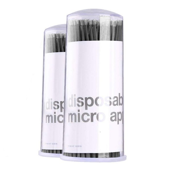 Amber Lash Disposable Micro Brushes Applicators for Eyelashes Extensions Lint-free 2mm x 200 ct (Black)