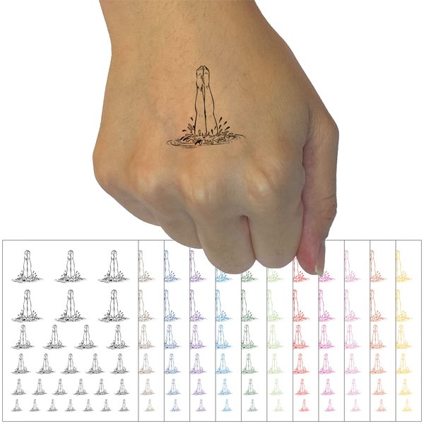 Swimming Diving Legs in Water Temporary Tattoo Water Resistant Fake Body Art Set Collection - Hot Pink (One Sheet)