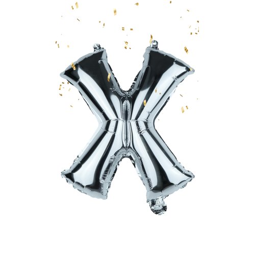 Silver Letter “X” Balloons 16 Inch, Mylar Foil Letter Alphabet, Hanging, Reusable for girls boys adults Birthday,Surprise,Wedding, Celebration, Sports Party Event Decoration Supplies