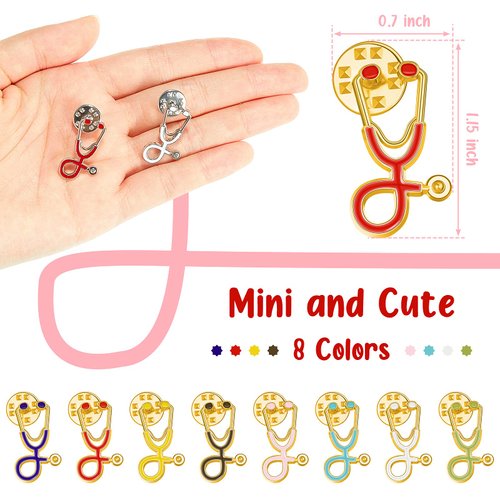 Stethoscope Brooch Pins Nurse Week Gifts, Stethoscope Lapel Pin Clothing Bags Decoration Brooch for Girls Medical Students Doctor Nurse Graduation Presents, Assorted Colors (30 Pieces)