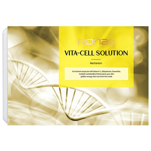 Ronas VITA Cell Solution,Anti Aging Serum for Face neck with Hyaluronic Acid,Vitamin C, Ceramide, Beta glucan, Hydrating Tone up serum for Dark Spots, Fine Lines and wrinkles 0.16oz 10vial