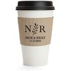 Initial Foliage Coffee or Hot Chocolate Sleeve, Personalized for Weddings, Anniversary, Engagement Parties, Kraft Paper Cup Sleeves, Eco-Friendly Disposable Corrugated Sleeves for 12oz to 20oz Cups