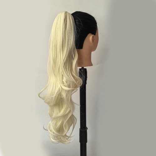 ZIRANJUAN Ponytail Extension Claw Clip in Ponytail Hair 20inch Long Curly Wavy Drawstring Ponytail Extensions Synthetic Pony Tails Hairpiece for Women Girls Blonde