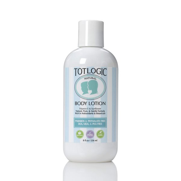 TotLogic Kids and Baby Safe Gentle Body Lotion - 8 oz Original - Scented with Natural Essential Oils - Plant Based Formula for Dry Skin