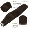 Lacer 20 Inch Remy Tape in Hair Extensions Human Hair Dark Brown Skin Weft Silky Straight Hair Extensions Real Human Hair Tape Ins for Black Women 50g 20pcs