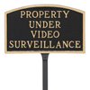 Montague Metal Products 5.5" x 9" Small Arch Property Under Video Surveillance Statement Plaque Sign with 17.5" Lawn Stake - Black/Gold