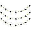 Gold and Black Graduation Cap Star Banner Graduation Cap Garland Banner, Gold and Black Graduation Cap Banner Decorations for College Graduation Party Decorations 2023 Gold and Black - 3Pcs