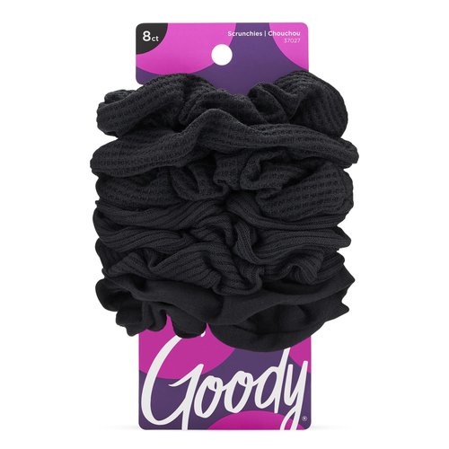 Goody Ouchless Womens Hair Scrunchie - 8 Count, Black - Suitable for All Hair Types - Pain-Free Hair Accessories for Women Perfect for Long Lasting Braids, Ponytails and More