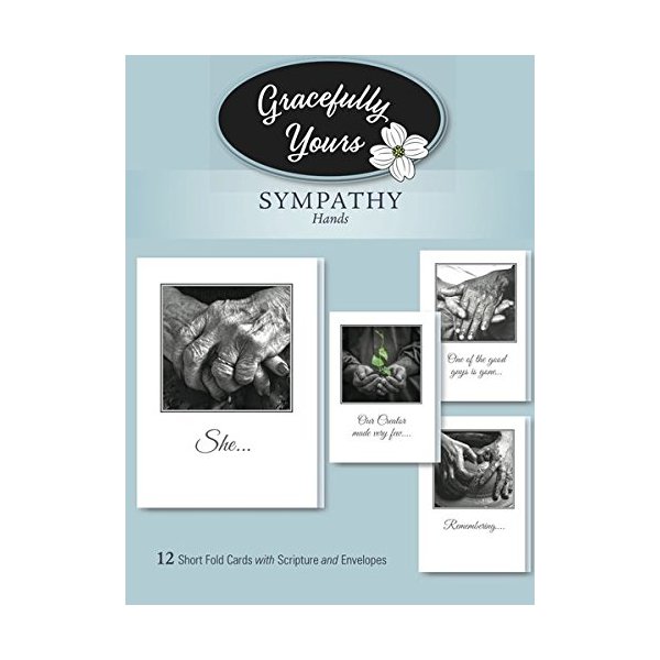 Gracefully Yours Sympathy Cards Using Hands Greeting Cards, 12, 4 Designs/3 Each with Scripture Message