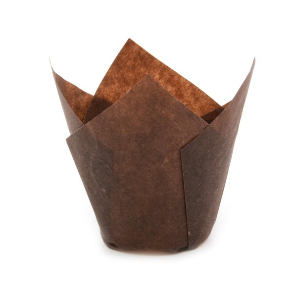 Brown Tulip Baking Cups, Medium Size, for Muffins, Cupcakes, Eco Friendly, Disposable, Non-Stick - by Ecobake (100)