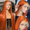 KORENGI 30 Inch 13x6 Ginger Orange Lace Front Wigs Human Hair Pre Plucked HD Transparent Lace Frontal Wig Bralizian Virgin Human Hair Natural Hairline with Baby Hair (Ginger Orange, 30 Inch)