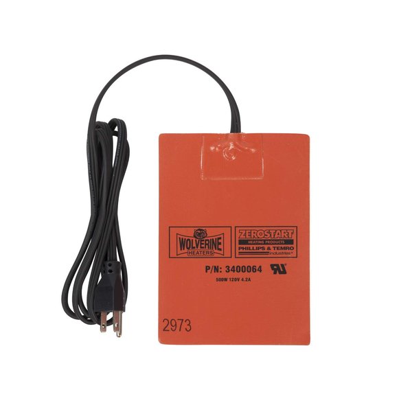 Zerostart 3400064 Silicone Pad Heater Engine Oil, Transmission Fluid, Reservoir and Hydraulic Fluid Heater, 5" x 7" | 120 Volts | 500 Watts