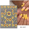 5D Engraved Sunflower Nail Art Stickers Yellow Black Floral Flower Acrylic Embossed Sliders Summer Nail Decals Manicure Decoration for Women Girls Nails Painting Charms Accessories