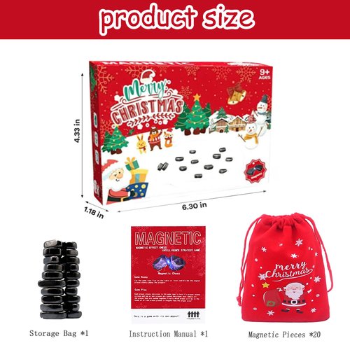 Christmas Magnetic Chess Game 2024,Tabletop Magnetic Game,New Magnetic Chess Board Game,Family Game for Kids and Adults,Party, Travel Portable Games
