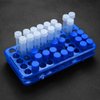 BKMAMLAB Plastic Test Tube Holder Rack for 5ml/10ml/15ml Tubes, Detachable,Holes 50(Blue Single)