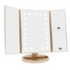 Flymiro Tri-fold Lighted Vanity Makeup Mirror with 3x/2x/1x Magnification, 21Leds Light and Touch Screen,180 Degree Free Rotation Countertop Cosmetic Mirror,Travel Makeup Mirror (Gold)