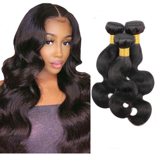 DaiMer Body Wave Human Hair Single Bundle Double Weft Body Wave Bundles 10A Unprocessed Brazilian Virgin Hair Extensions for Black Women 10 Inch