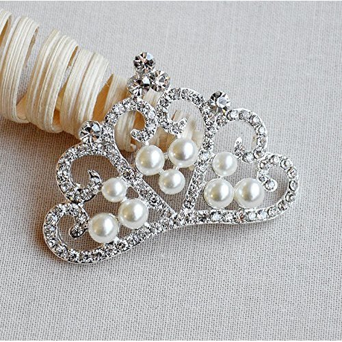 10 pcs Rhinestone Button Embellishment Crystal Pearl Tiara Crown Bridal Wedding Brooch Bouquet Invitation Hair Comb Headband BT569