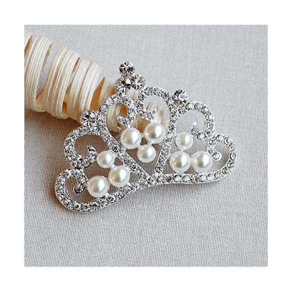 10 pcs Rhinestone Button Embellishment Crystal Pearl Tiara Crown Bridal Wedding Brooch Bouquet Invitation Hair Comb Headband BT569