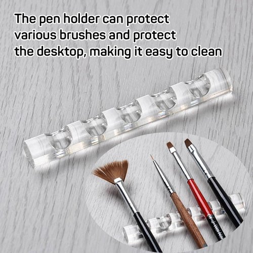 3zorqinron 2 Pcs Crystal Bar Pen Holder, Acrylic Nail Art Painting Pen Brush Stand for Drawing Pens, Nail Gel Polish Pen Brush Stand Holder Manicure Tool.