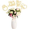 Gyufise 12Pcs He Asked She Said Yes Centerpiece Sticks Double Sided Love Heart I Do Ring Table Centerpiece Sticks for Wedding Engagement Bridal Theme Party Supplies Gold
