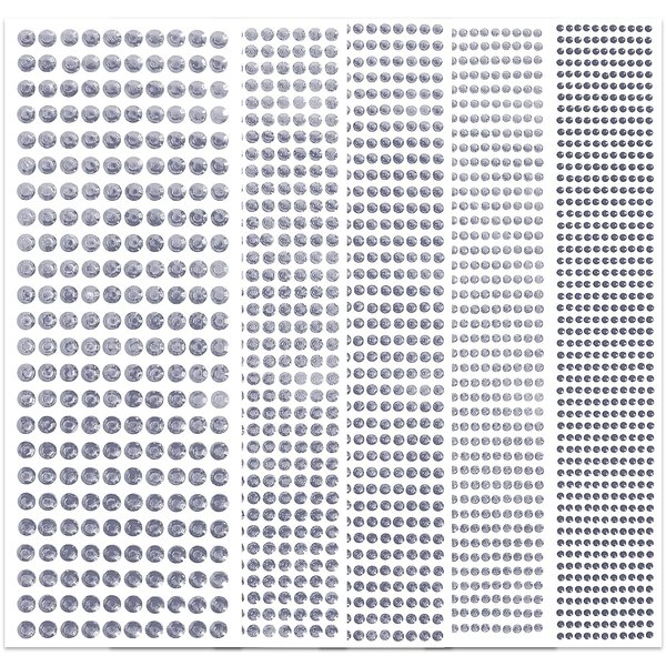 3555Pcs White Self-Adhesive Rhinestone Stickers Face Gems Stick on Hair Jewels Eye Gems Body Glitter Jewel Sticker for DIY Crafts Nail Makeup Decor Scrapbooking Embellishments 5 Sizes 3/4/5/6 /8 mm