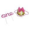 Ornaous Baby Girl 1st Birthday Party Decorations Set, First Birthday Hat and ONE Highchair Banner Cake Topper for Party Supplies (Pink)