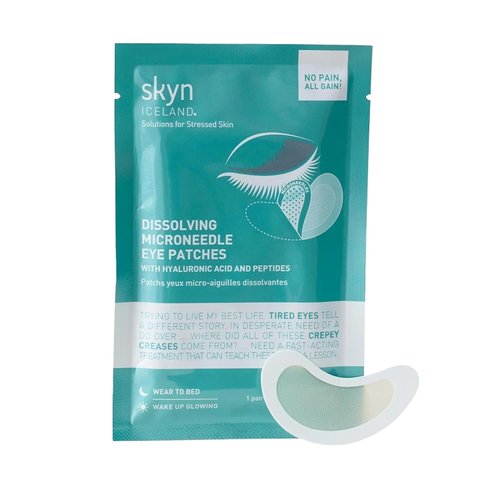 Skyn ICELAND Dissolving Microneedle Under Eye Patches With 39% Hyaluronic Acid & Peptides. No-Slip Eye Mask to Firm And Reduce Wrinkles & Fine Lines, 1 Pair