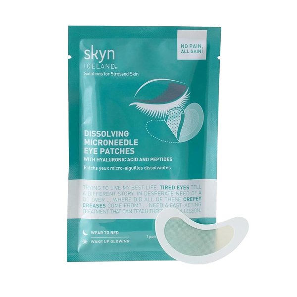 Skyn ICELAND Dissolving Microneedle Under Eye Patches With 39% Hyaluronic Acid & Peptides. No-Slip Eye Mask to Firm And Reduce Wrinkles & Fine Lines, 1 Pair