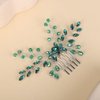 Teyglen Emerald Green Crystal Hair Comb Silver Bridal Rhinestone Headpiece Handmade Green Wedding Hair Comb for Bride Hair Accessories for Women