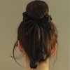 Vacaonio French Ribbon Flower Hair Scrunchies Satin silky Elastic Hair Tie Black Tulip Flower Hair Rope Band Ponytail Holder Scrunchies Rope Decorative Hair Accessories for Women and Girls Headdress
