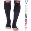 Doc Miller Open Toe Compression Socks, 20-30 mmHg, Toeless, Support Circulation, Shin Splints, Calf Recovery, Post Op, Knee High, Medical Grade, Black Socks, Small Size for Men & Women, Pair